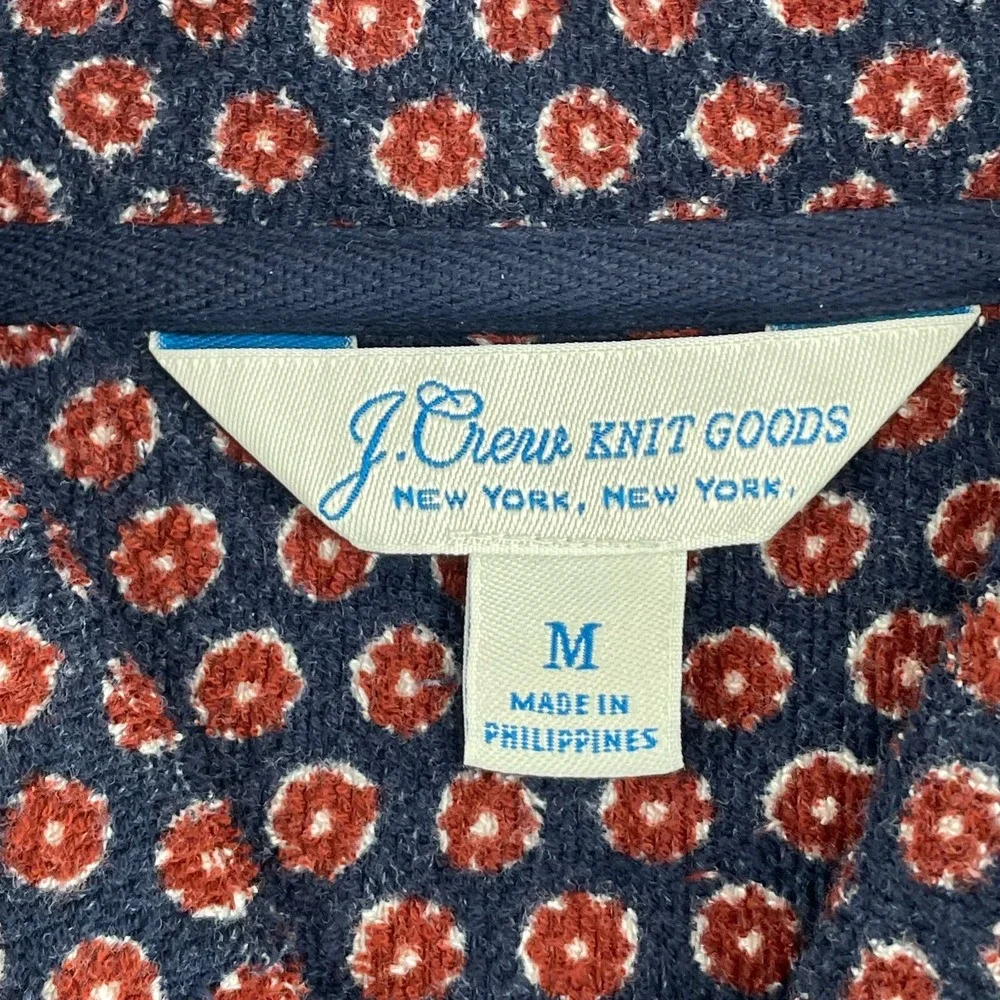 J.Crew Terry Polo Shirt Men‎ Medium Geometric Floral AOP Short Sleve Pocket NWOT